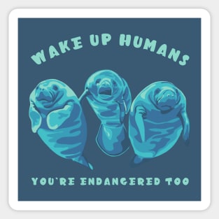 Wake Up Humans! You're Endangered Too Manatees Sticker